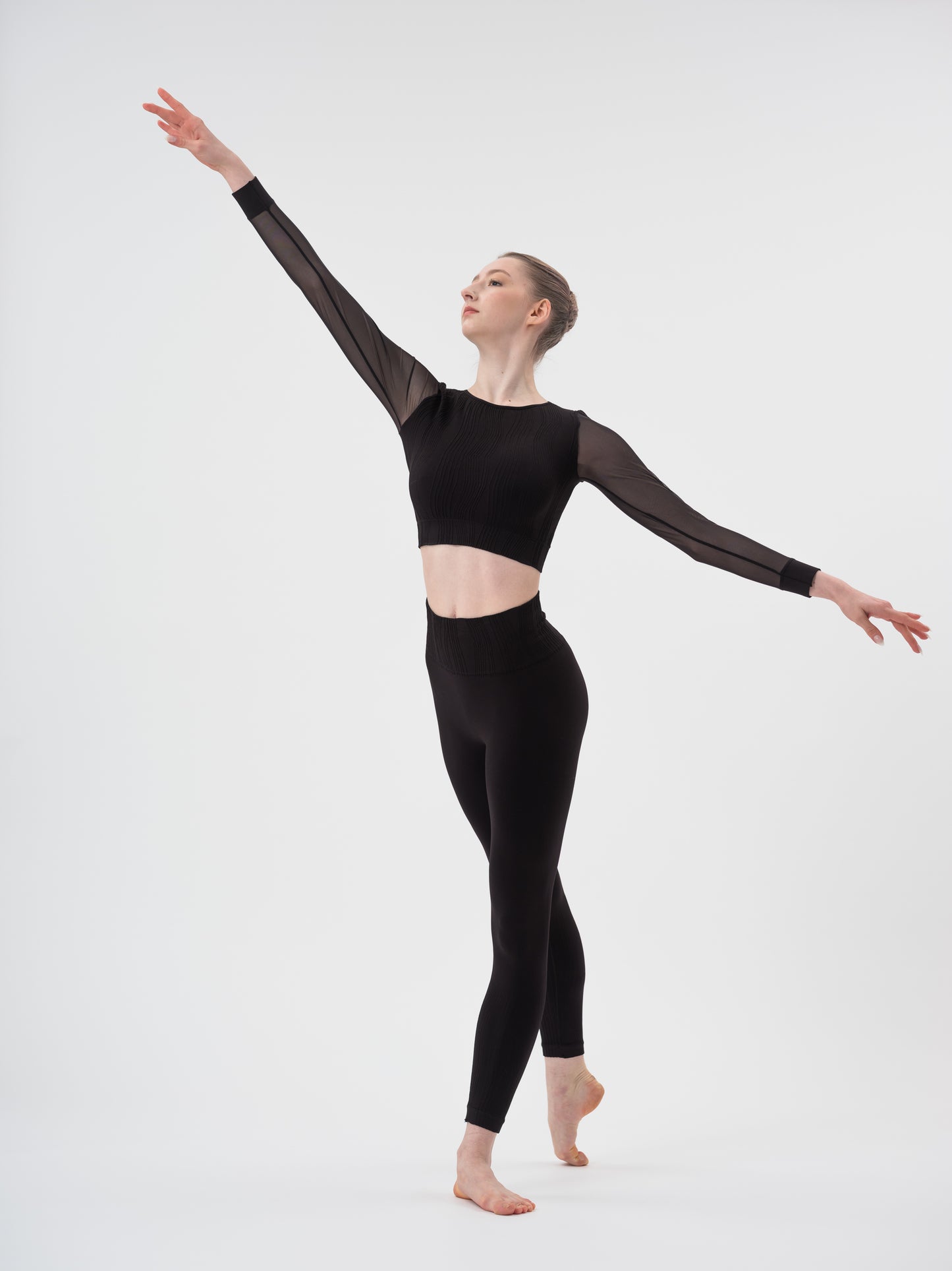 Leggings de danse taille haute PriDance – Ceinture large sans couture, motif en relief (181)