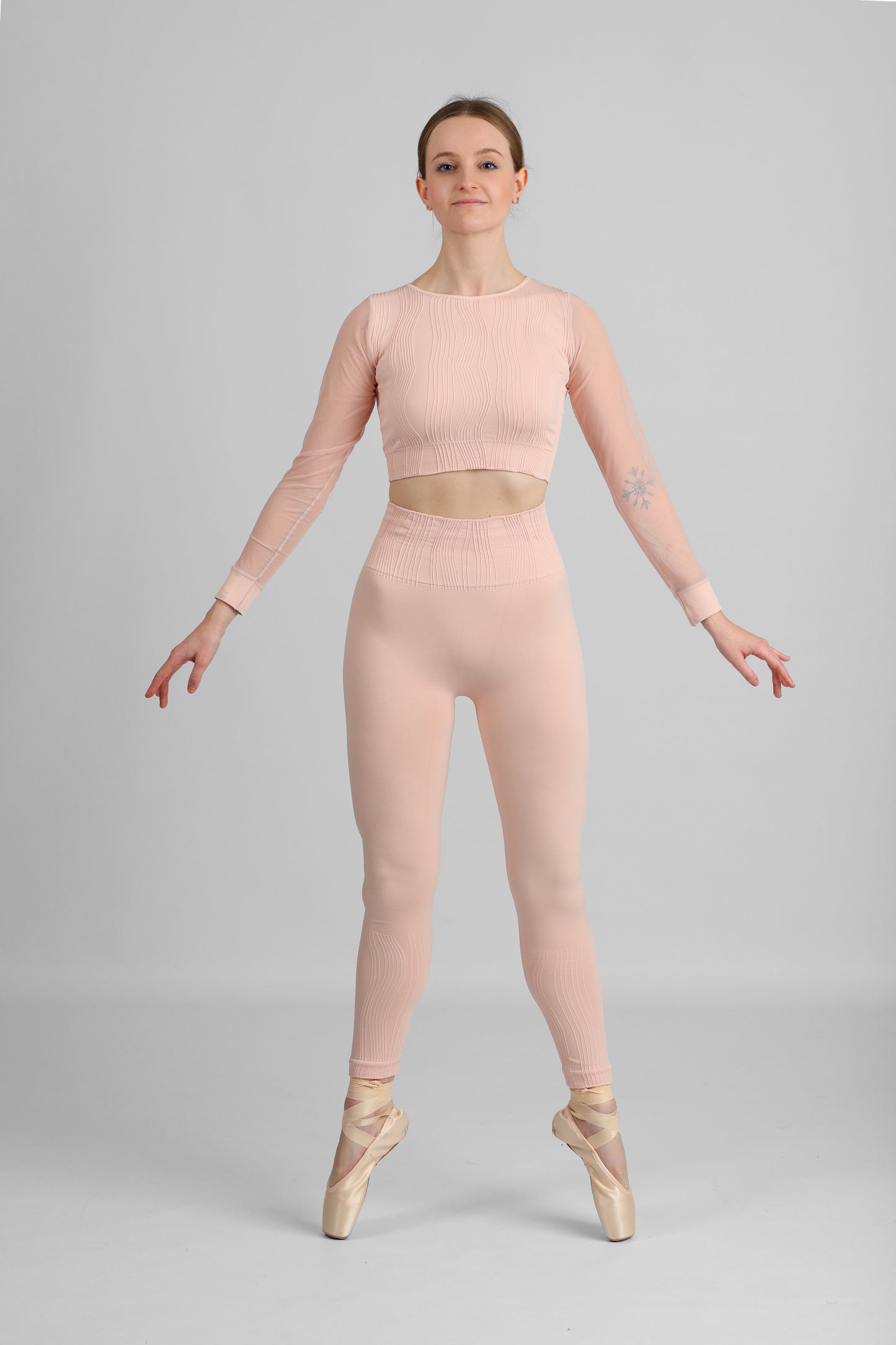 Leggings de danse taille haute PriDance – Ceinture large sans couture, motif en relief (181)