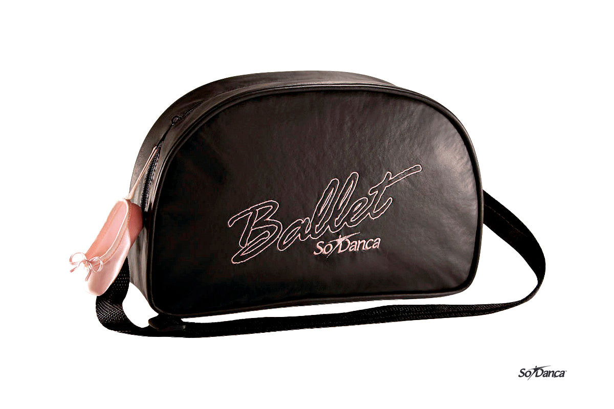 Sac de danse à bandoulière brodé So'Dança – Simili cuir avec porte-clés pointe (BG506)