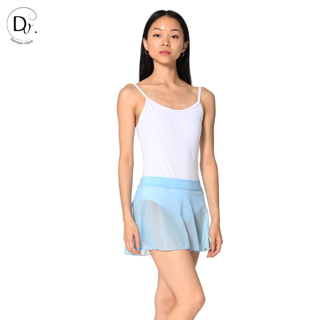 Jupe de danse JULIE en maille extensible Dansez-Vous? – Voile fluide, ceinture plate, 14 couleurs disponibles