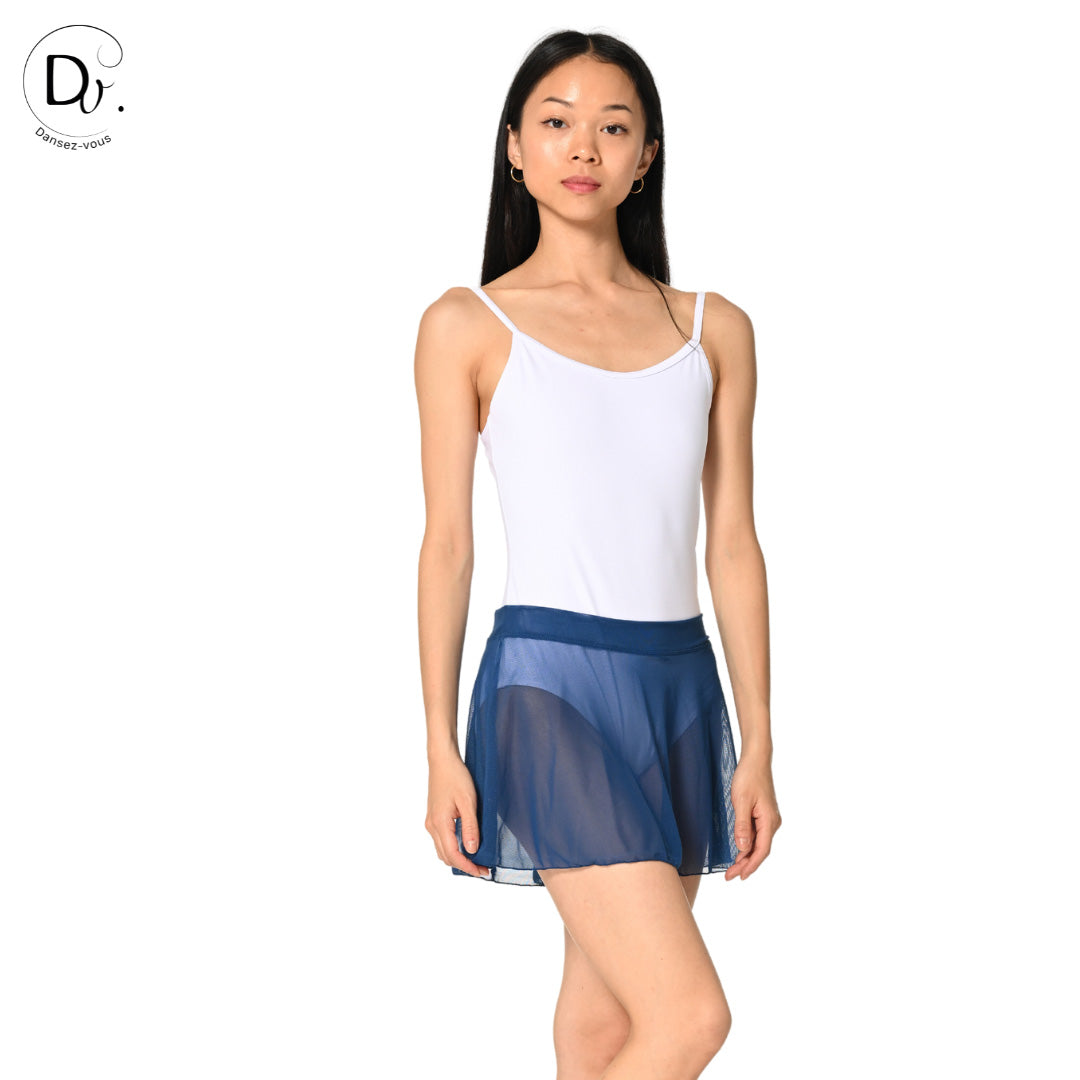 Jupe de danse JULIE en maille extensible Dansez-Vous? – Voile fluide, ceinture plate, 14 couleurs disponibles