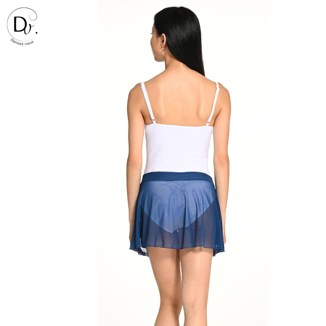 Jupe de danse JULIE en maille extensible Dansez-Vous? – Voile fluide, ceinture plate, 14 couleurs disponibles