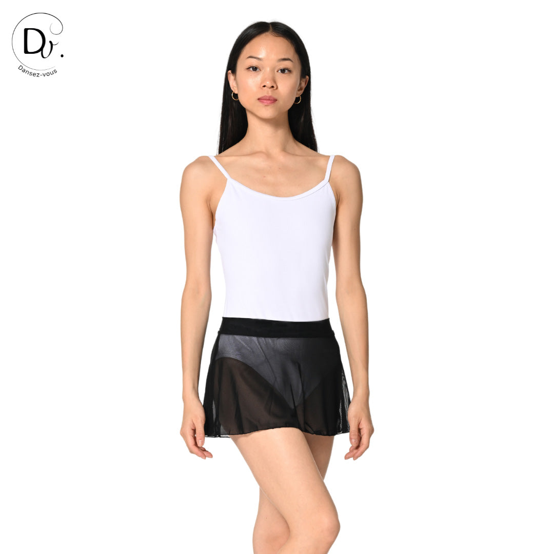 Jupe de danse JULIE en maille extensible Dansez-Vous? – Voile fluide, ceinture plate, 14 couleurs disponibles