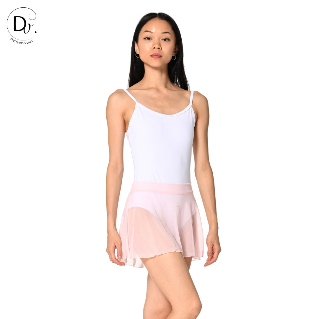 Jupe de danse JULIE en maille extensible Dansez-Vous? – Voile fluide, ceinture plate, 14 couleurs disponibles
