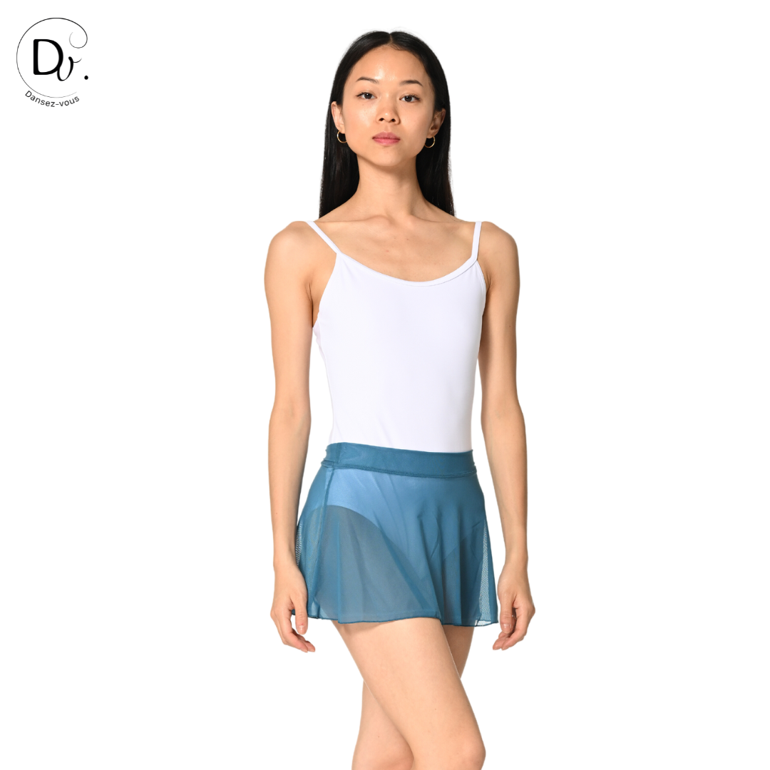 Jupe de danse JULIE en maille extensible Dansez-Vous? – Voile fluide, ceinture plate, 14 couleurs disponibles