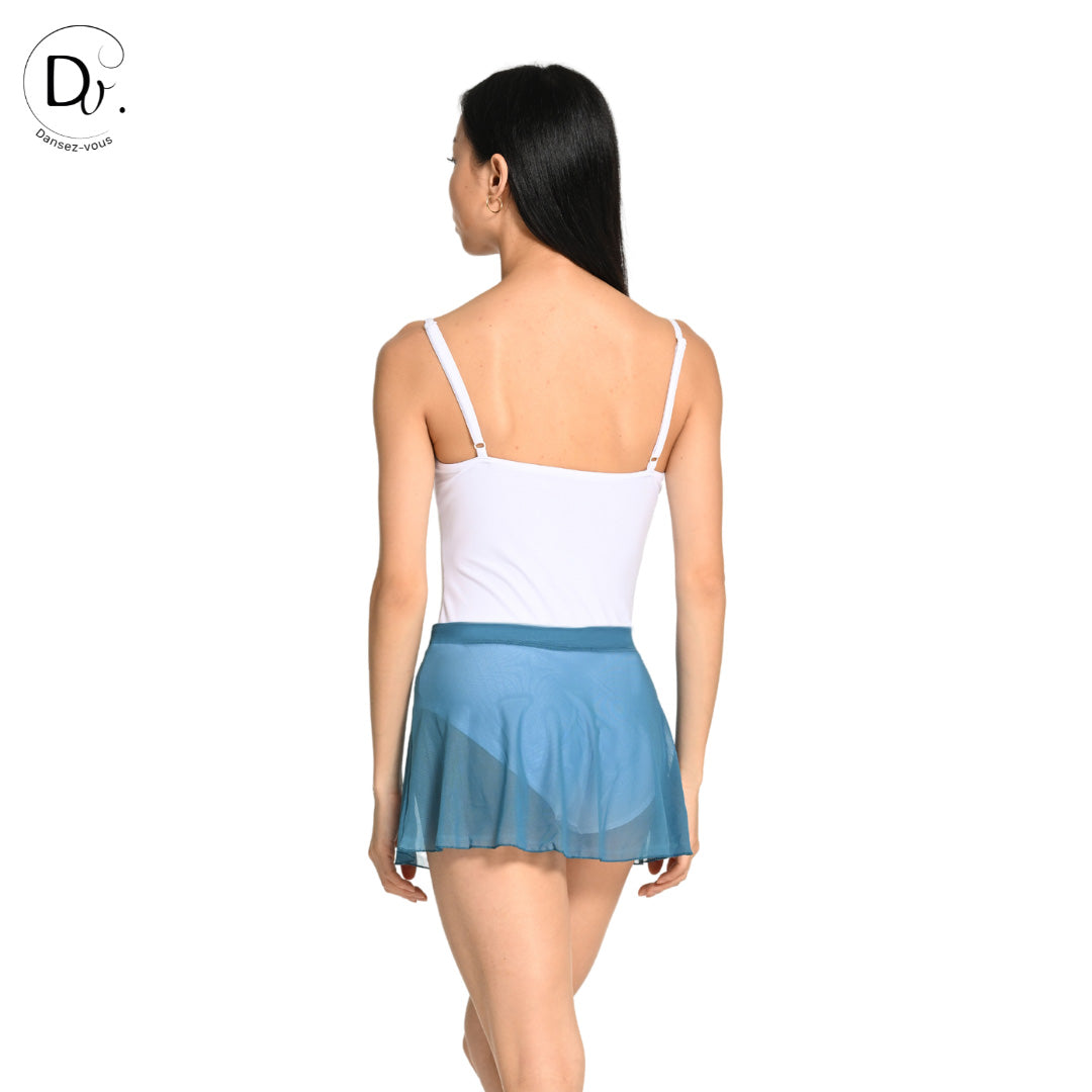 Jupe de danse JULIE en maille extensible Dansez-Vous? – Voile fluide, ceinture plate, 14 couleurs disponibles