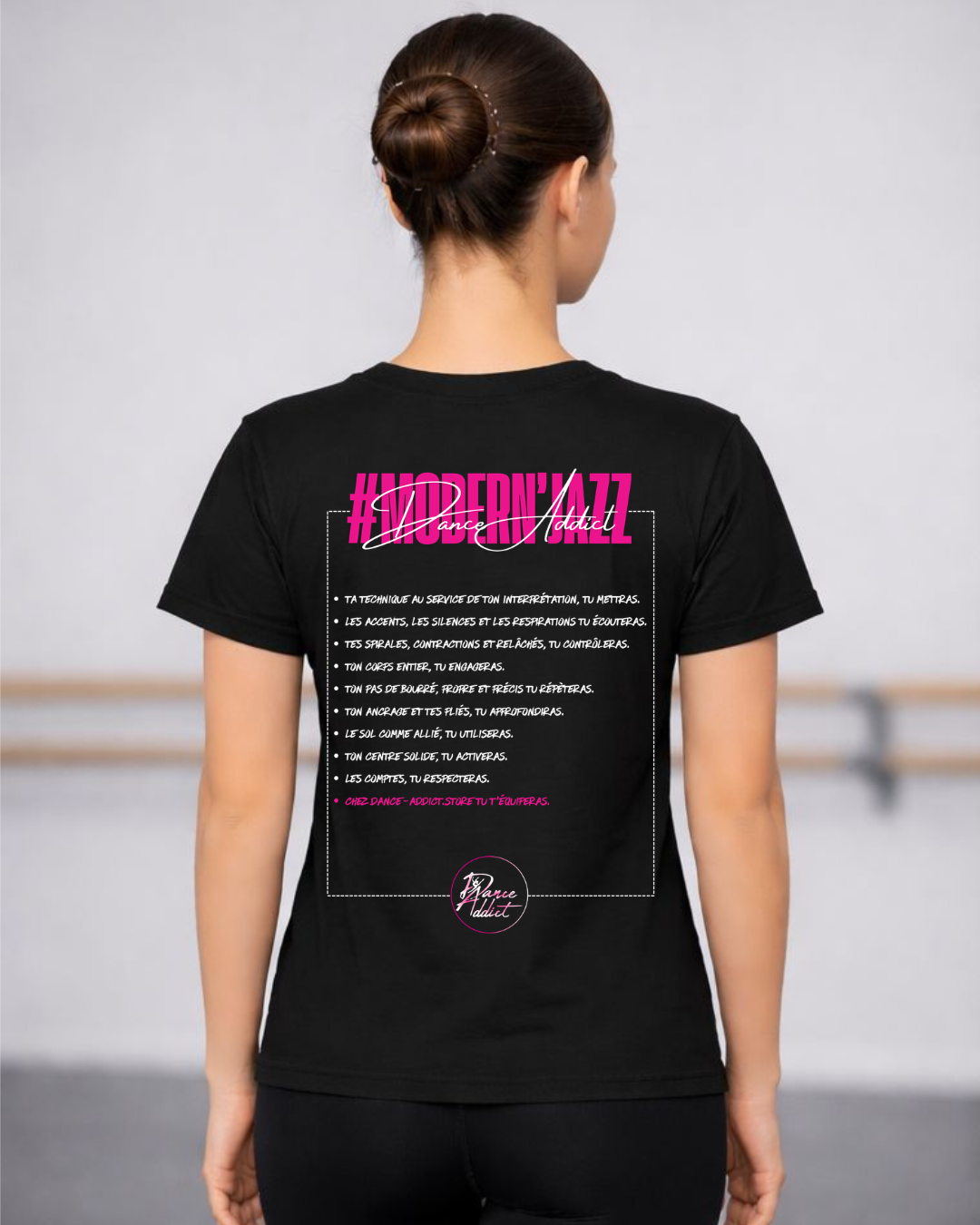 ‼️PRÉ-COMMANDE‼️ T-shirt DANCE ADDICT #MODERN'JAZZ – Noir ou Blanc – 100% Coton – Coupe Droite Danse