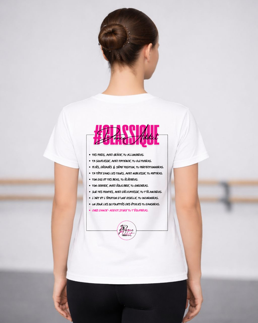 ‼️PRÉ-COMMANDE‼️ T-shirt DANCE ADDICT #CLASSIQUE – Noir ou Blanc – 100% Coton – Coupe Droite Danse Classique
