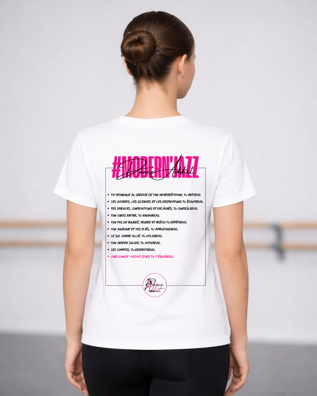 ‼️PRÉ-COMMANDE‼️ T-shirt DANCE ADDICT #MODERN'JAZZ – Noir ou Blanc – 100% Coton – Coupe Droite Danse
